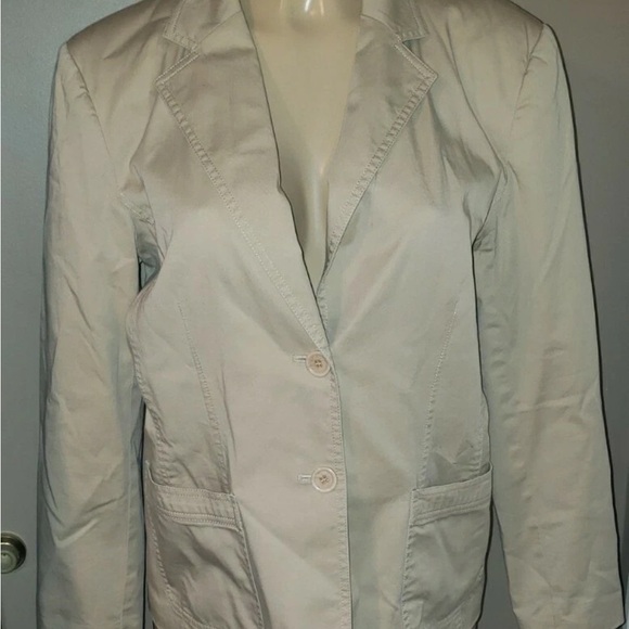 Vintage Mary Mcfadden Cotton Stretch Blazer Jacket Beige Size 12 - Picture 1 of 3